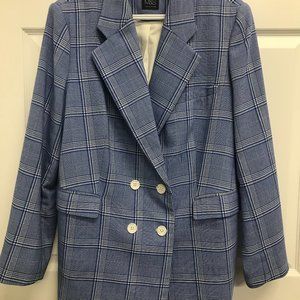 M&S Blue/white check double-breasted blazer UK20 / US16